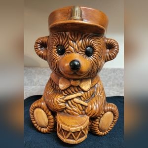 Vintage Great American Pottery Drummer Bear Cookie Jar